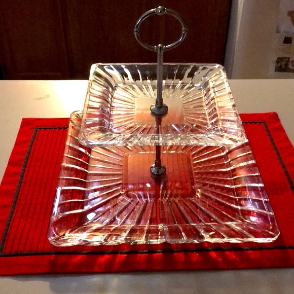 Crystal Glass Tiered Serving Tray - Picture 2 of 7